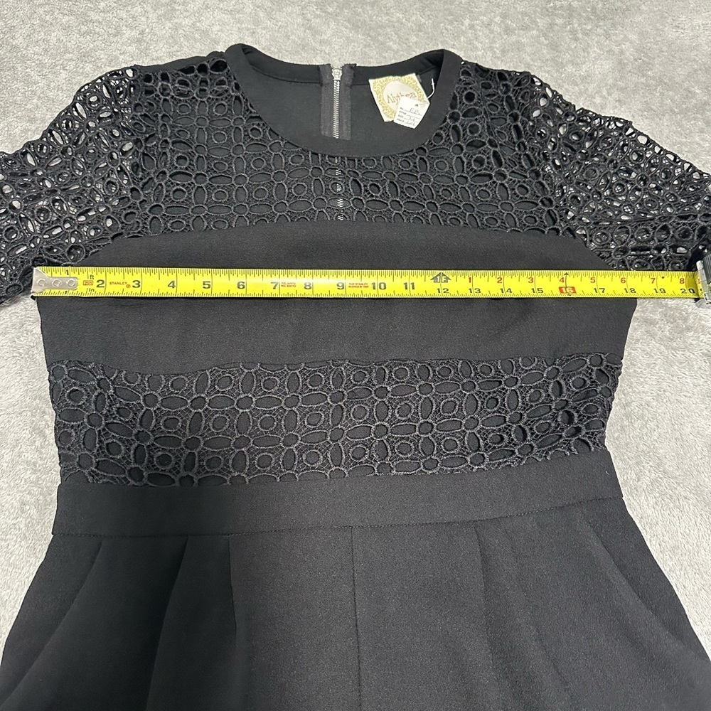Alythea Black Lace Panel Romper Short Sleeve Fit & Flare, Size Medium NEW - Picture 12 of 16
